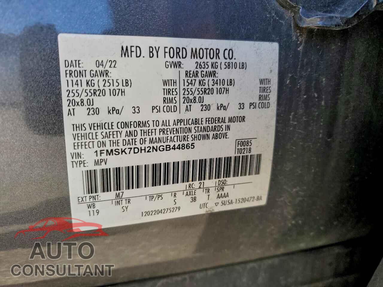 FORD EXPLORER 2022 - 1FMSK7DH2NGB44865