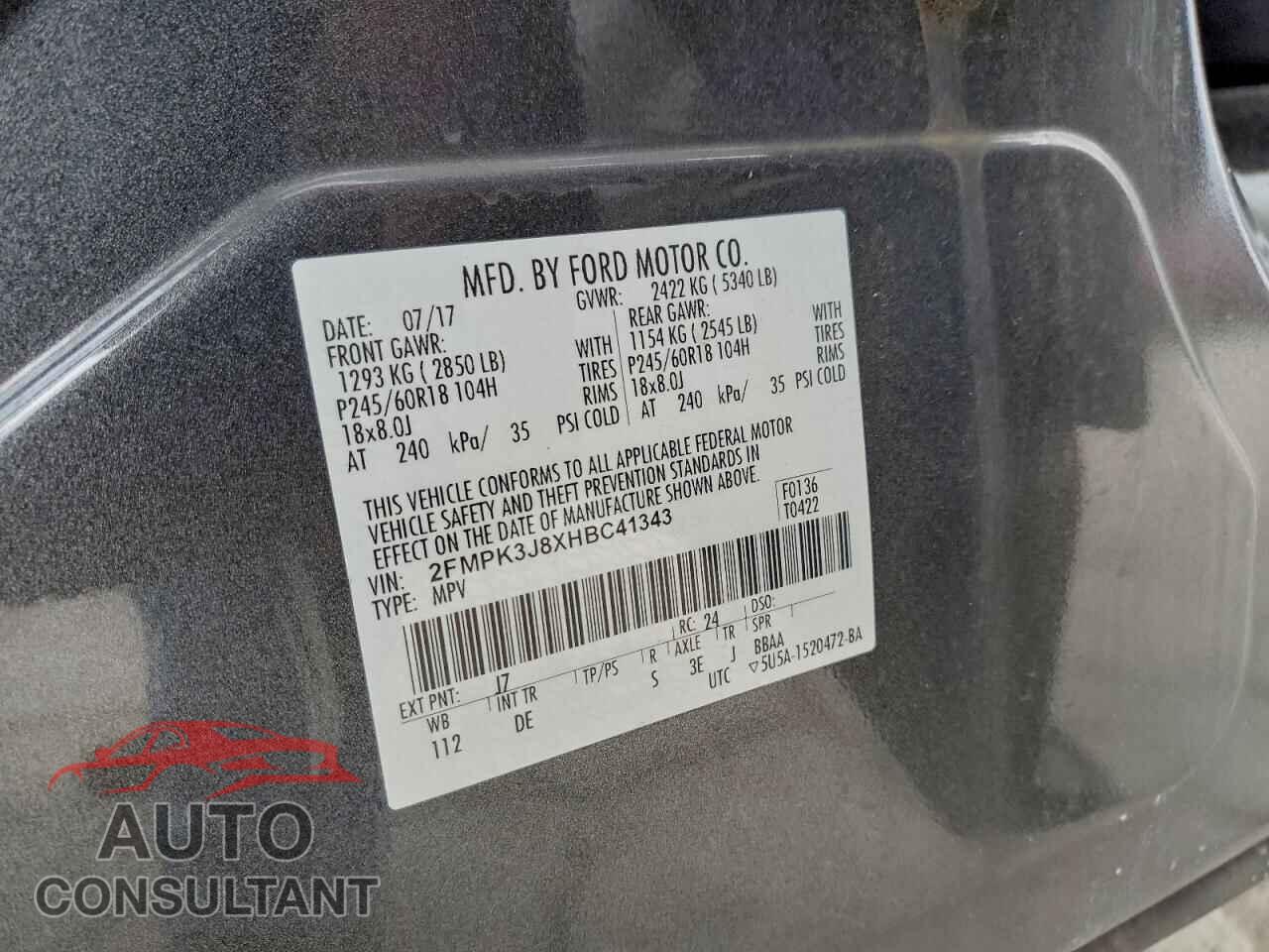 FORD EDGE 2017 - 2FMPK3J8XHBC41343