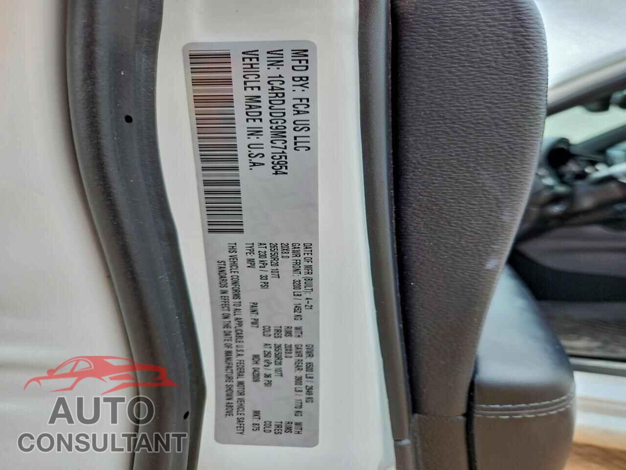 DODGE DURANGO 2021 - 1C4RDJDG9MC715954