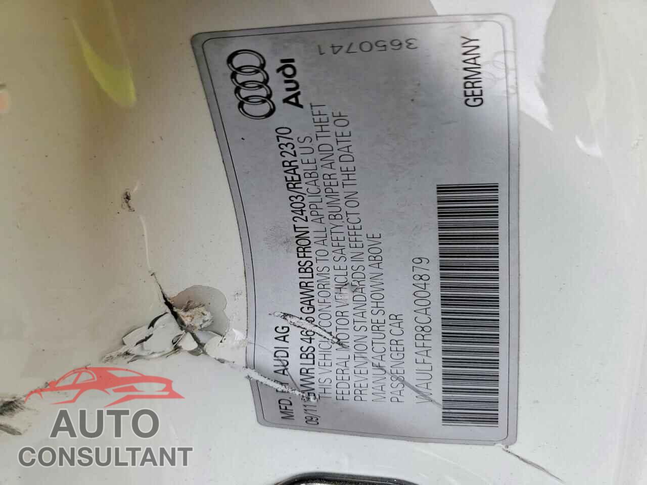 AUDI A5 2012 - WAULFAFR8CA004879