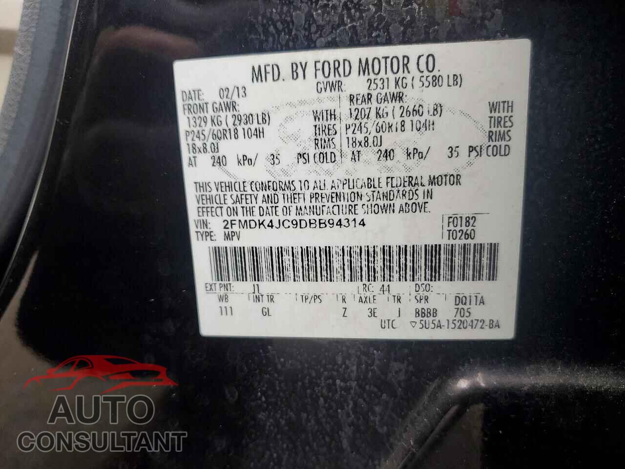 FORD EDGE 2013 - 2FMDK4JC9DBB94314