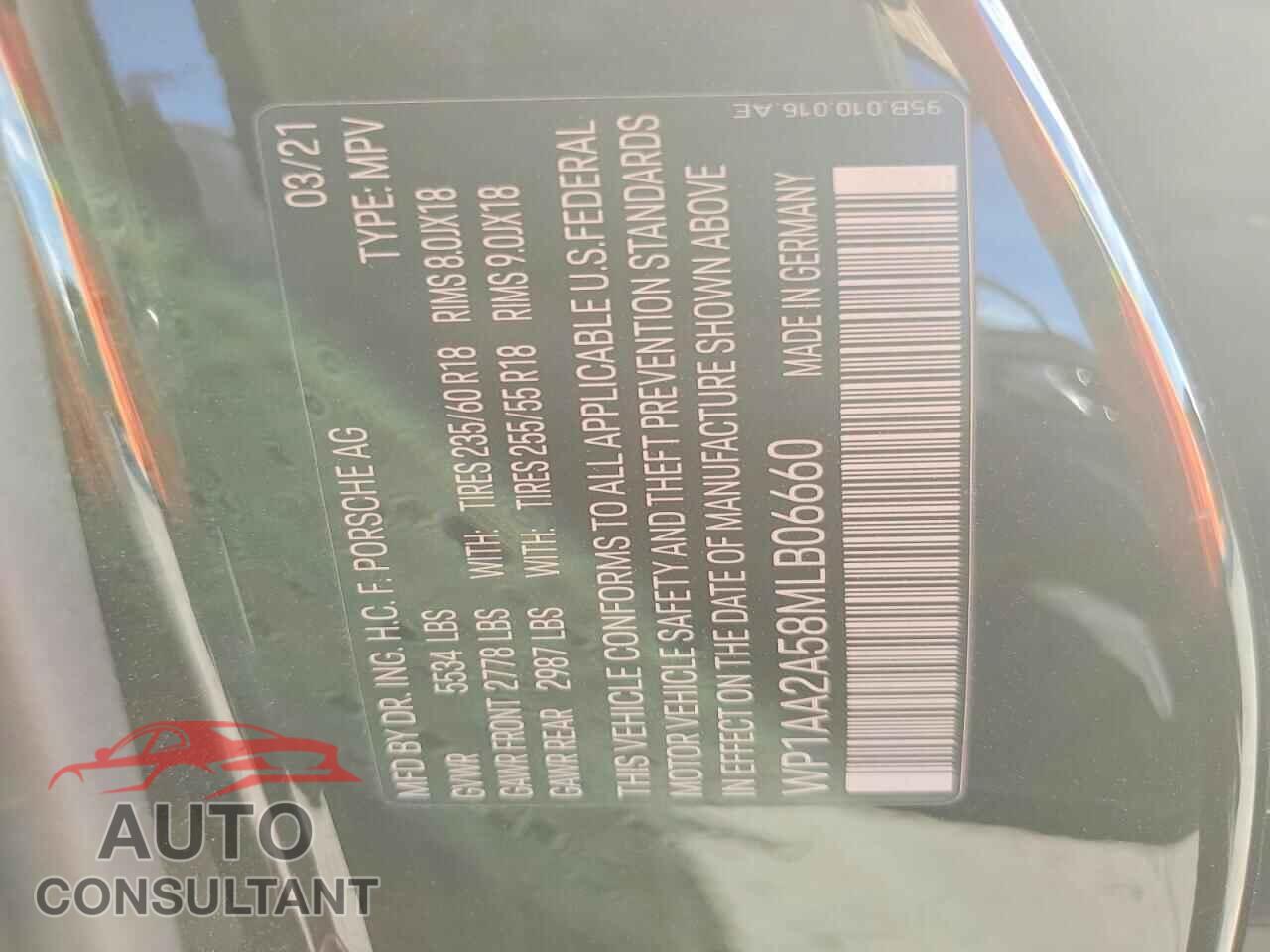PORSCHE MACAN 2021 - WP1AA2A58MLB06660
