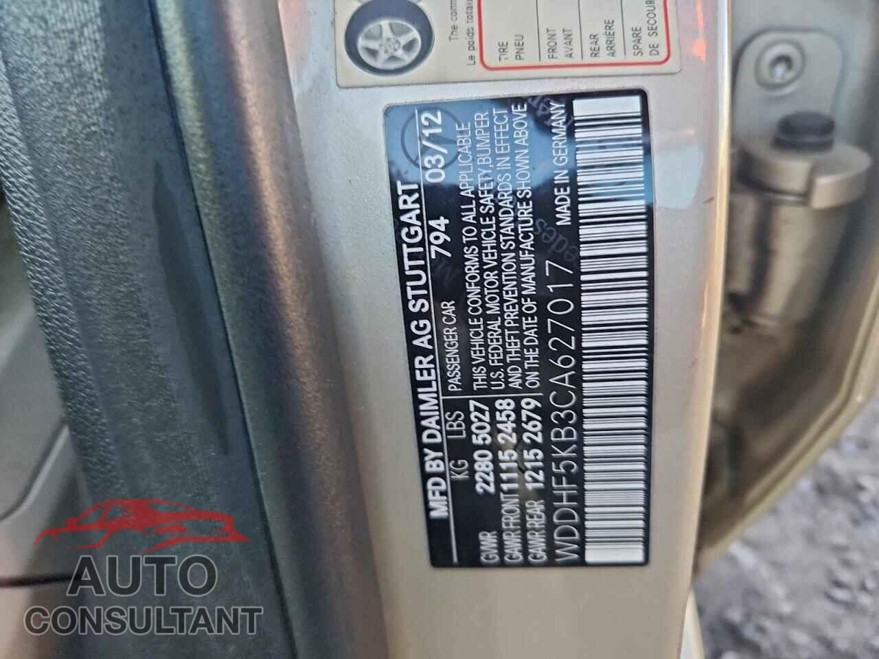 MERCEDES-BENZ E-CLASS 2012 - WDDHF5KB3CA627017