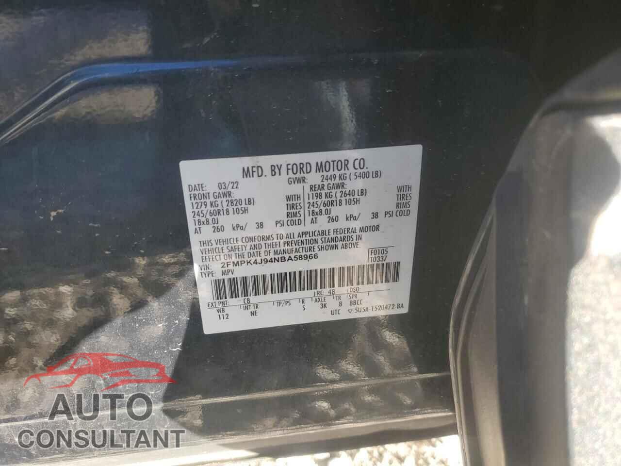 FORD EDGE 2022 - 2FMPK4J94NBA58966
