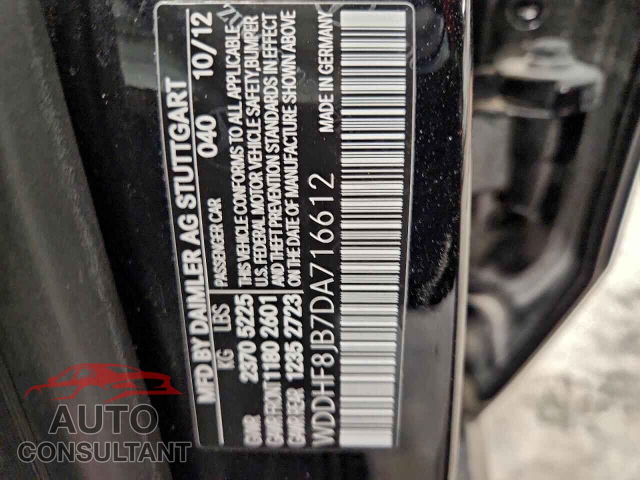 MERCEDES-BENZ E-CLASS 2013 - WDDHF8JB7DA716612