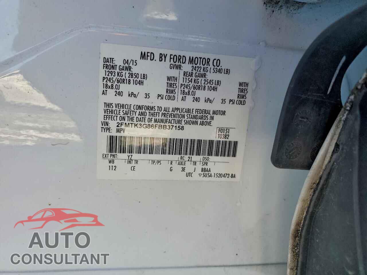 FORD EDGE 2015 - 2FMTK3G86FBB37158