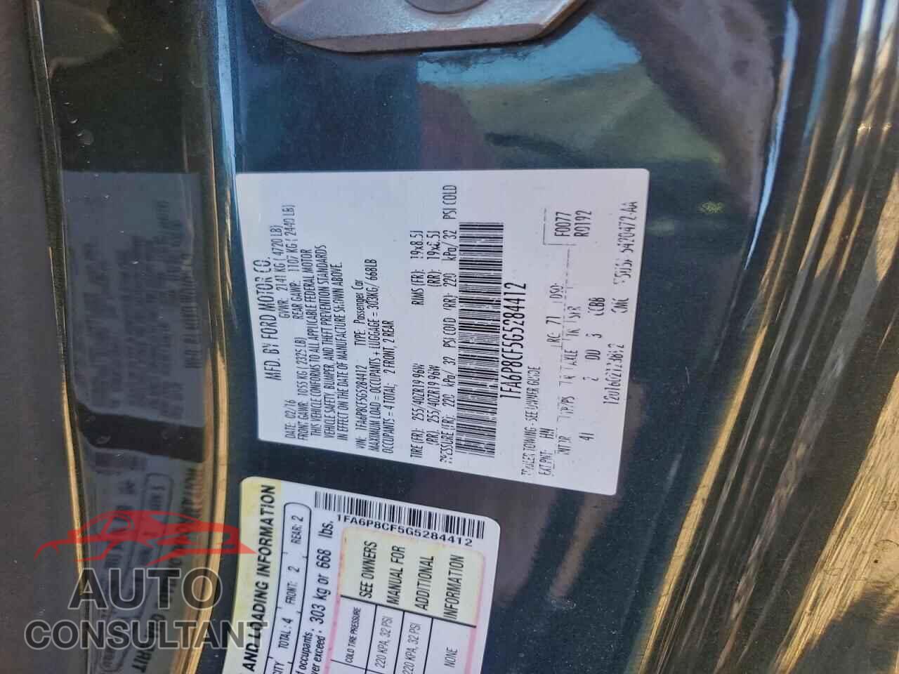 FORD MUSTANG 2016 - 1FA6P8CF5G5284412