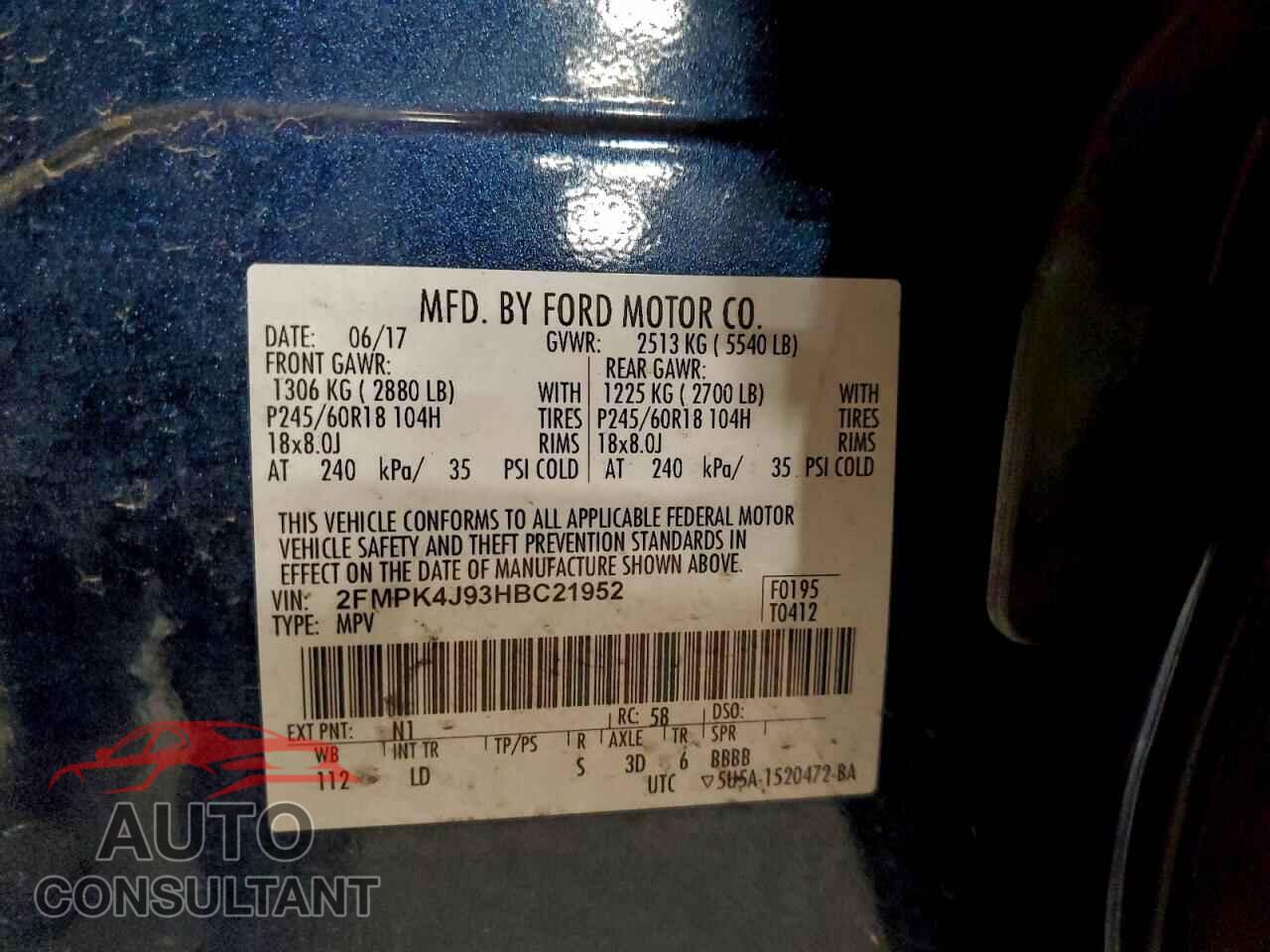 FORD EDGE 2017 - 2FMPK4J93HBC21952