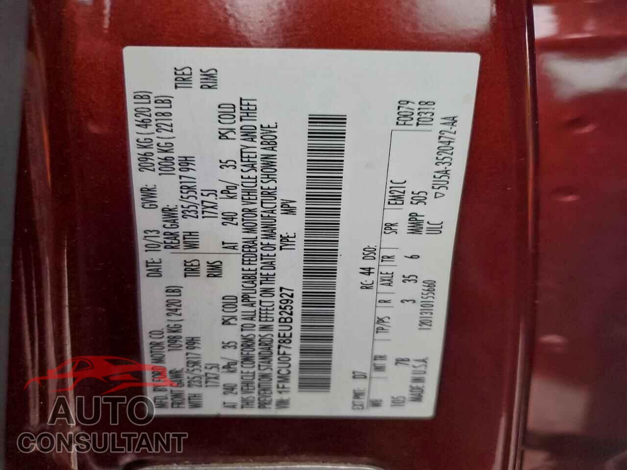 FORD ESCAPE 2014 - 1FMCU0F78EUB25927