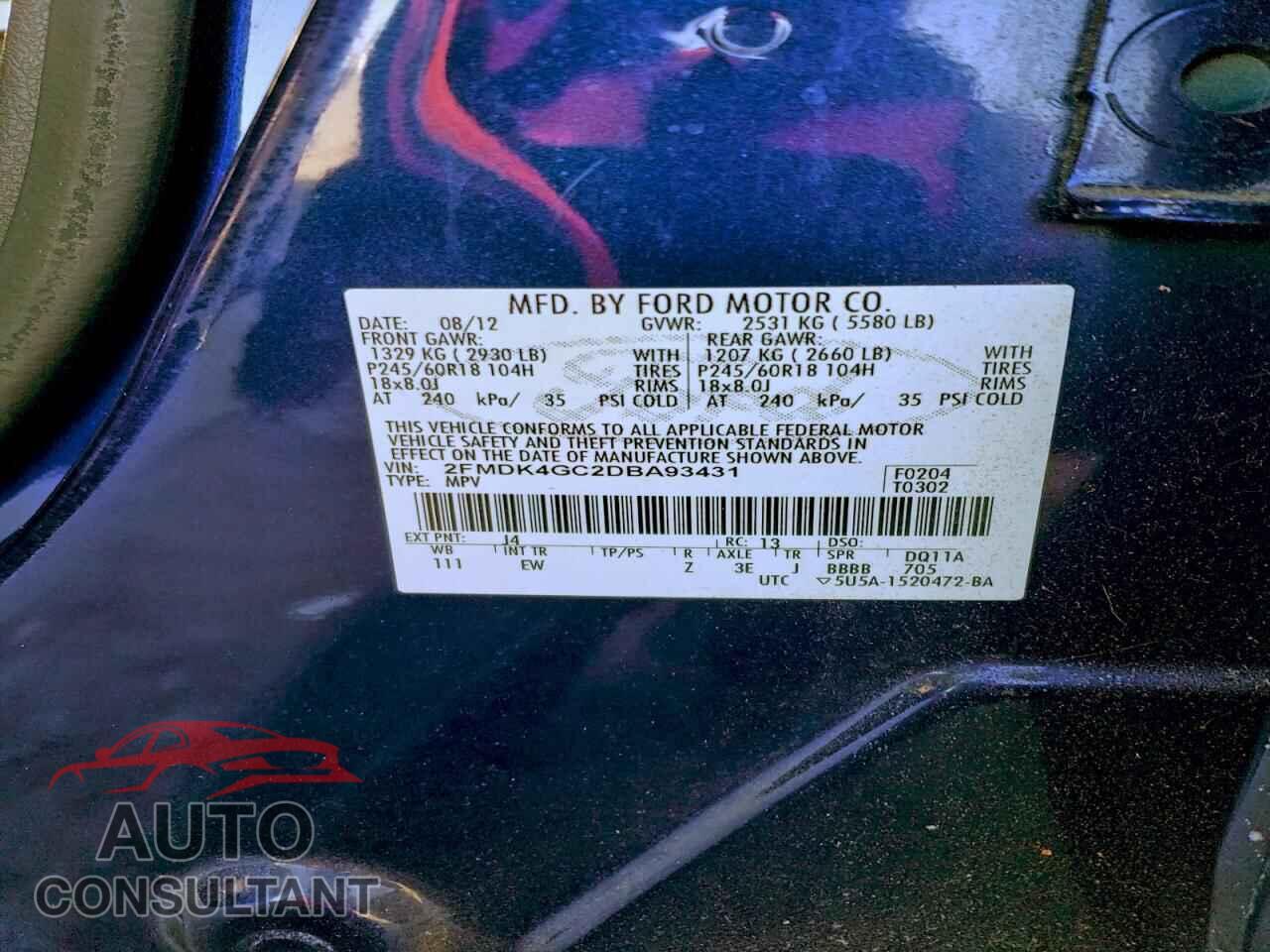 FORD EDGE 2013 - 2FMDK4GC2DBA93431