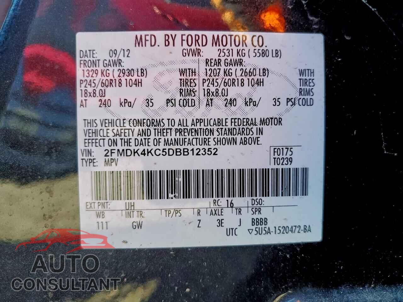 FORD EDGE 2013 - 2FMDK4KC5DBB12352