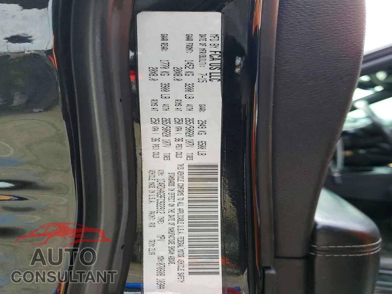 DODGE DURANGO 2015 - 1C4RDHAG9FC922912