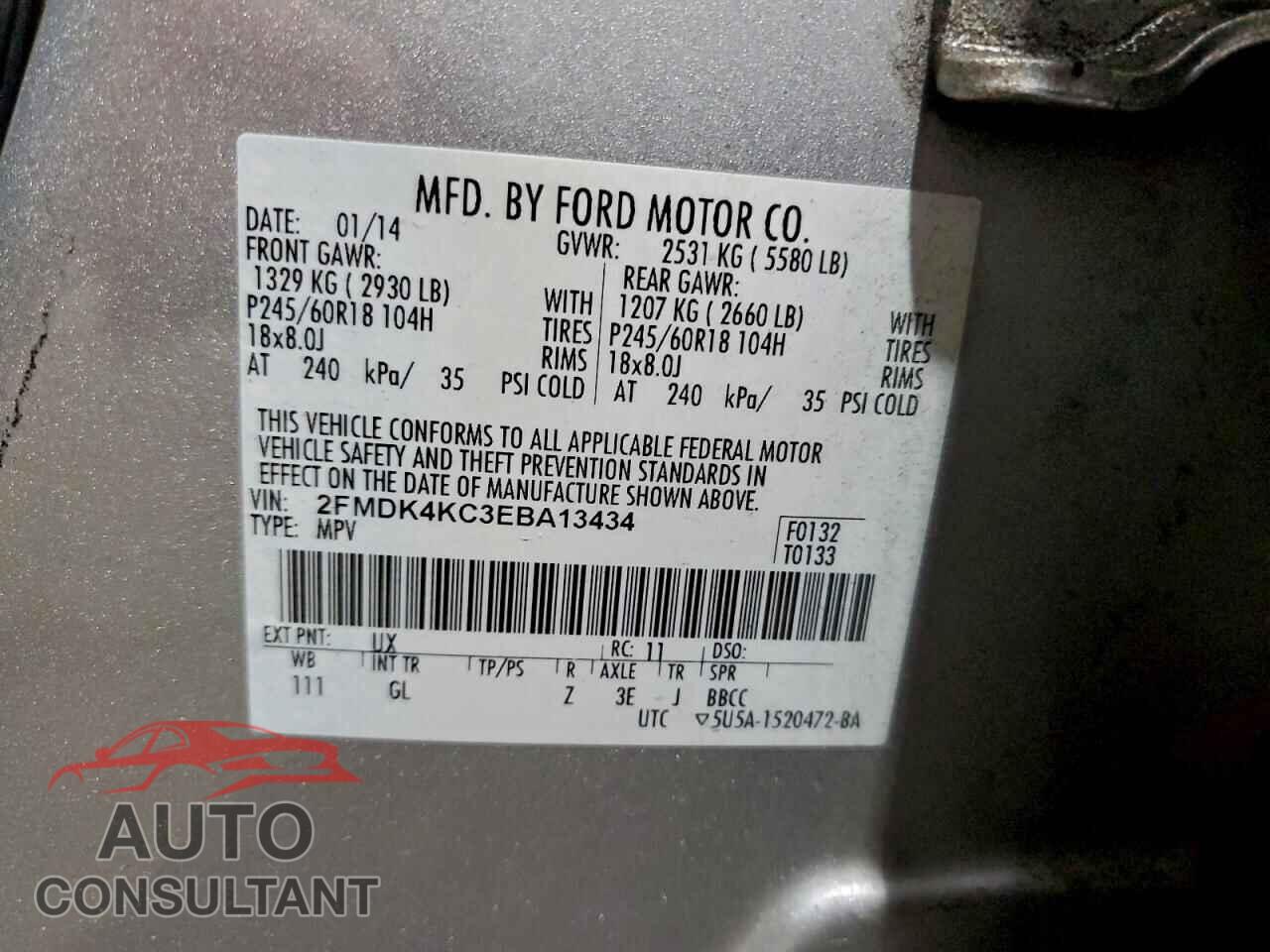 FORD EDGE 2014 - 2FMDK4KC3EBA13434