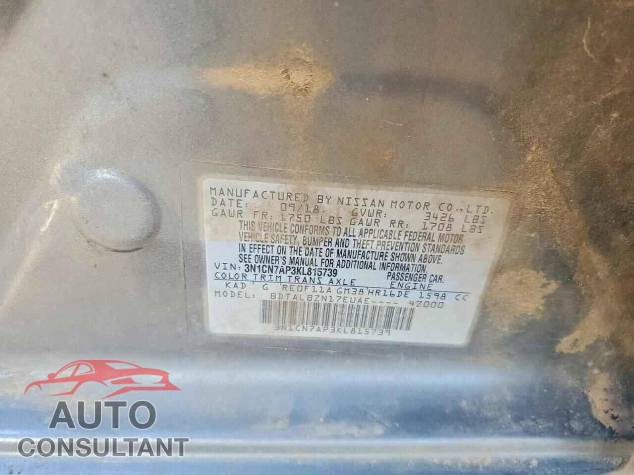 NISSAN VERSA 2019 - 3N1CN7AP3KL815739