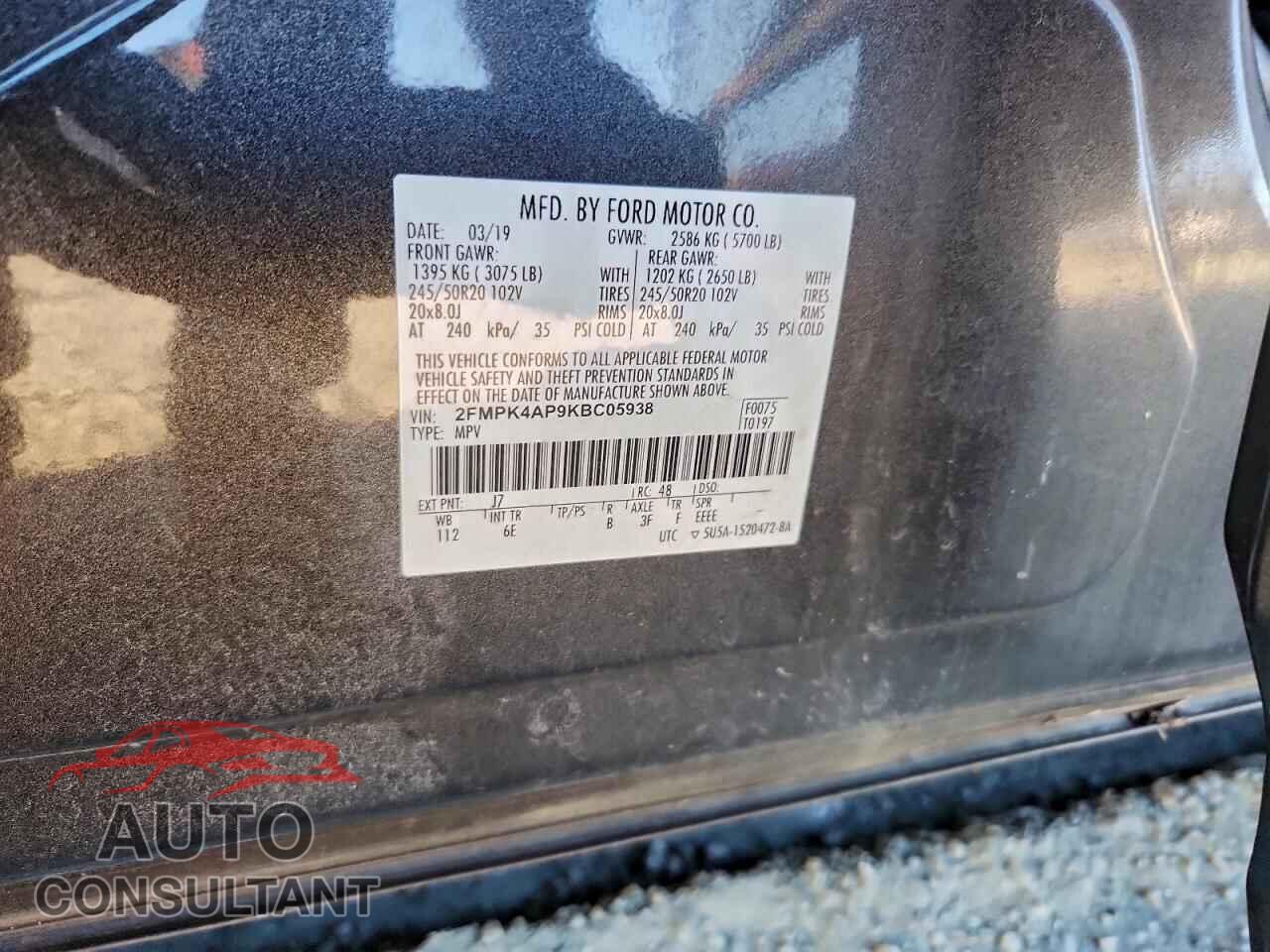 FORD EDGE 2019 - 2FMPK4AP9KBC05938