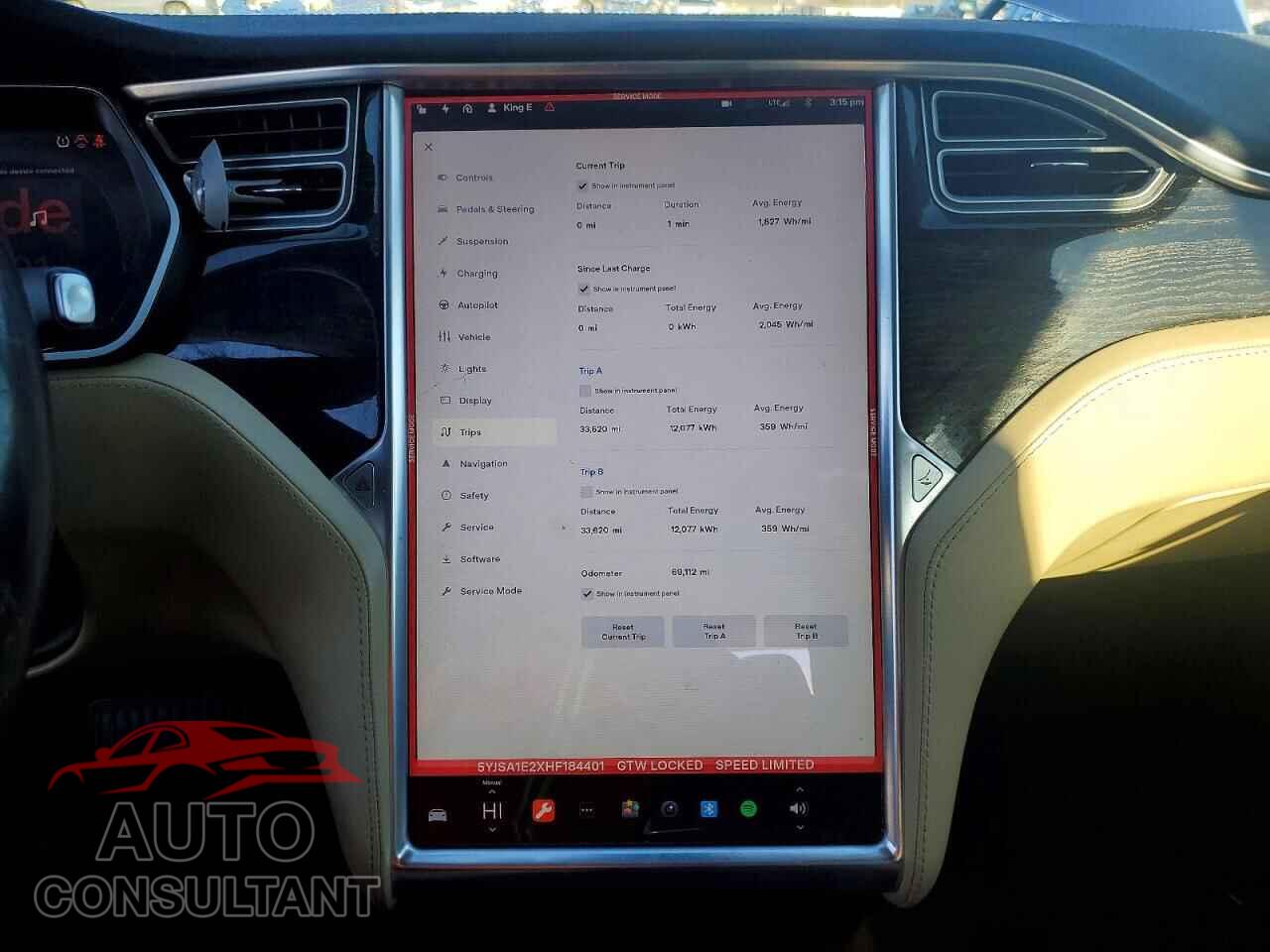 TESLA MODEL S 2017 - 5YJSA1E2XHF184401