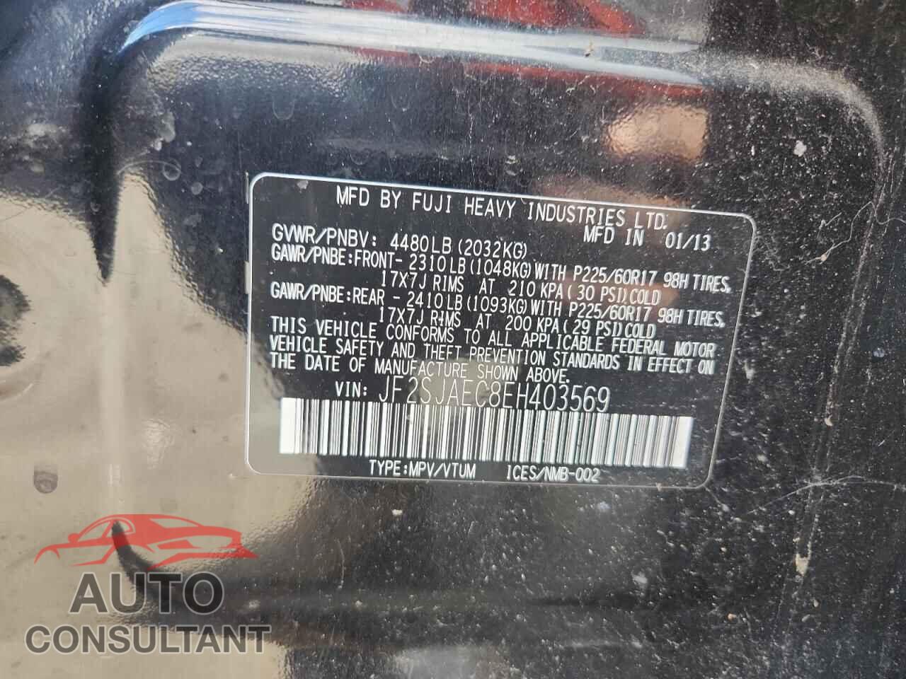 SUBARU FORESTER 2014 - JF2SJAEC8EH403569