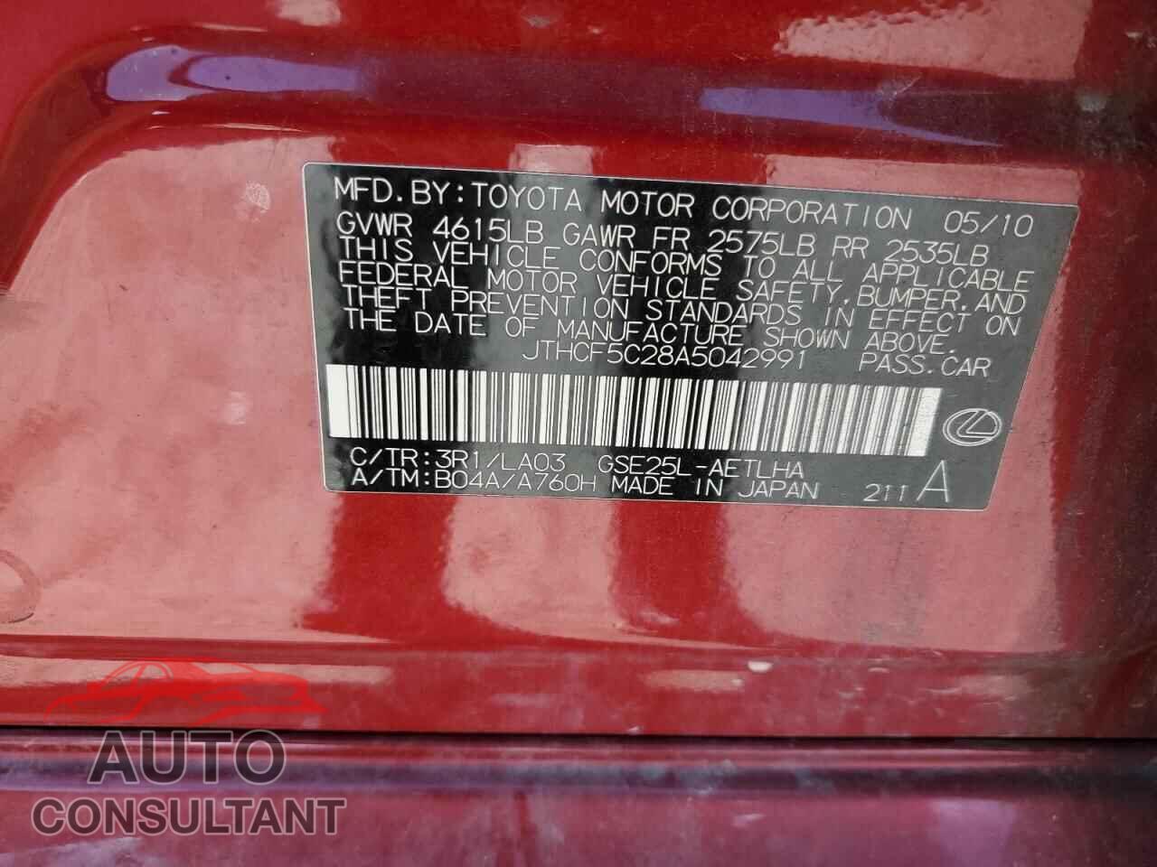 LEXUS IS 2010 - JTHCF5C28A5042991