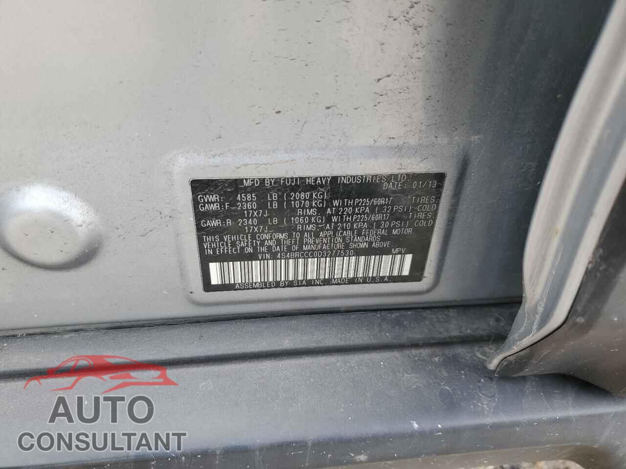 SUBARU OUTBACK 2013 - 4S4BRCCC0D3277530