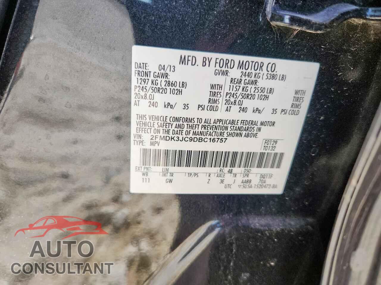 FORD EDGE 2013 - 2FMDK3JC9DBC16757
