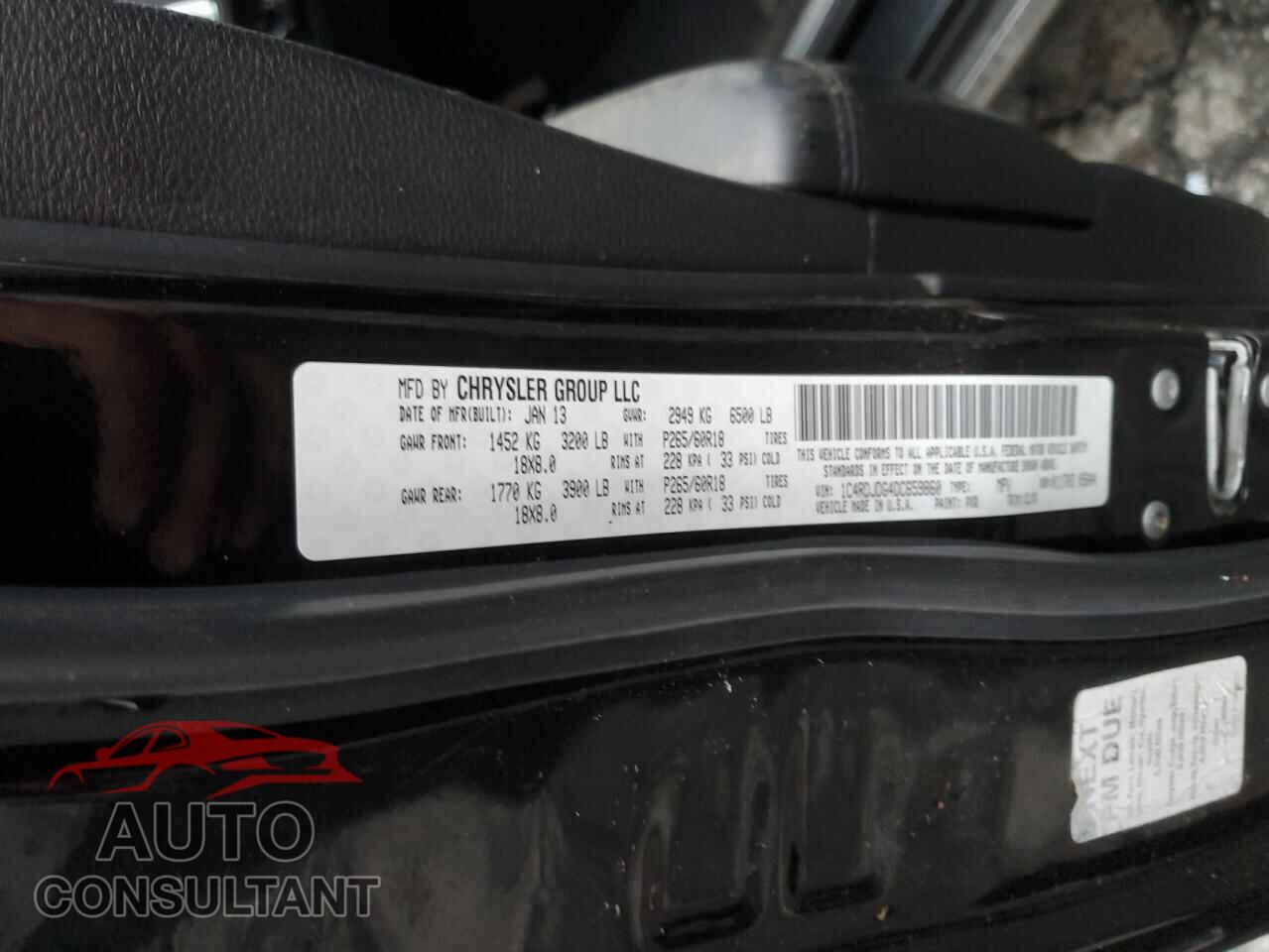 DODGE DURANGO 2013 - 1C4RDJDG4DC659860