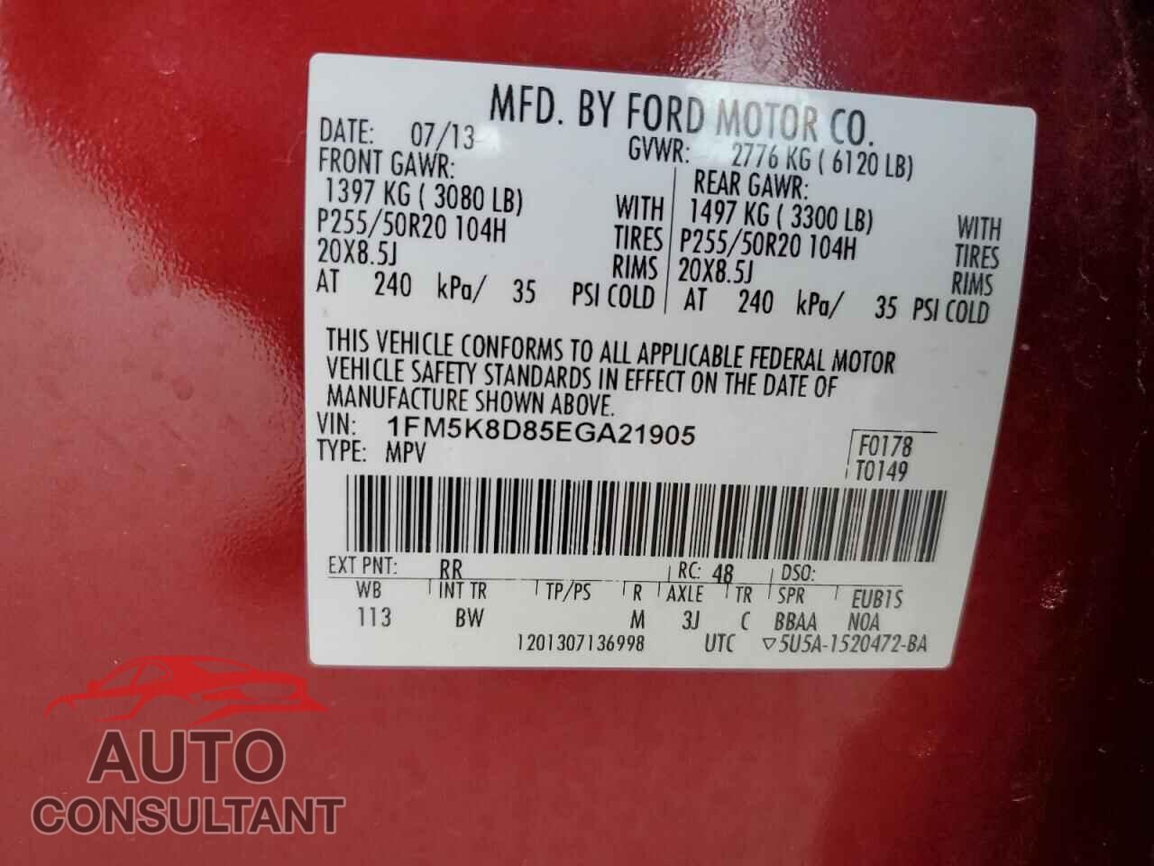 FORD EXPLORER 2014 - 1FM5K8D85EGA21905