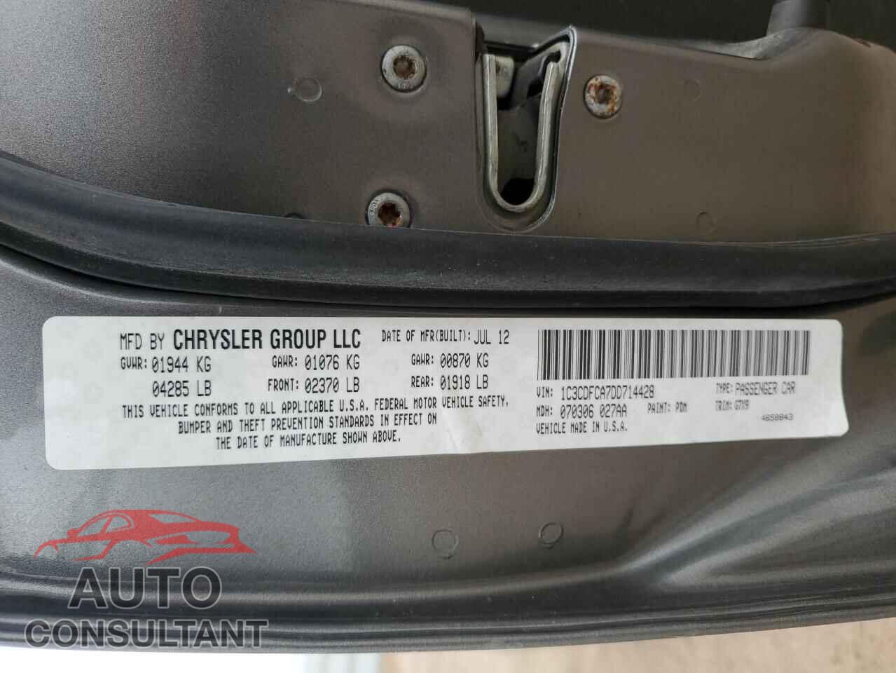 DODGE DART 2013 - 1C3CDFCA7DD714428