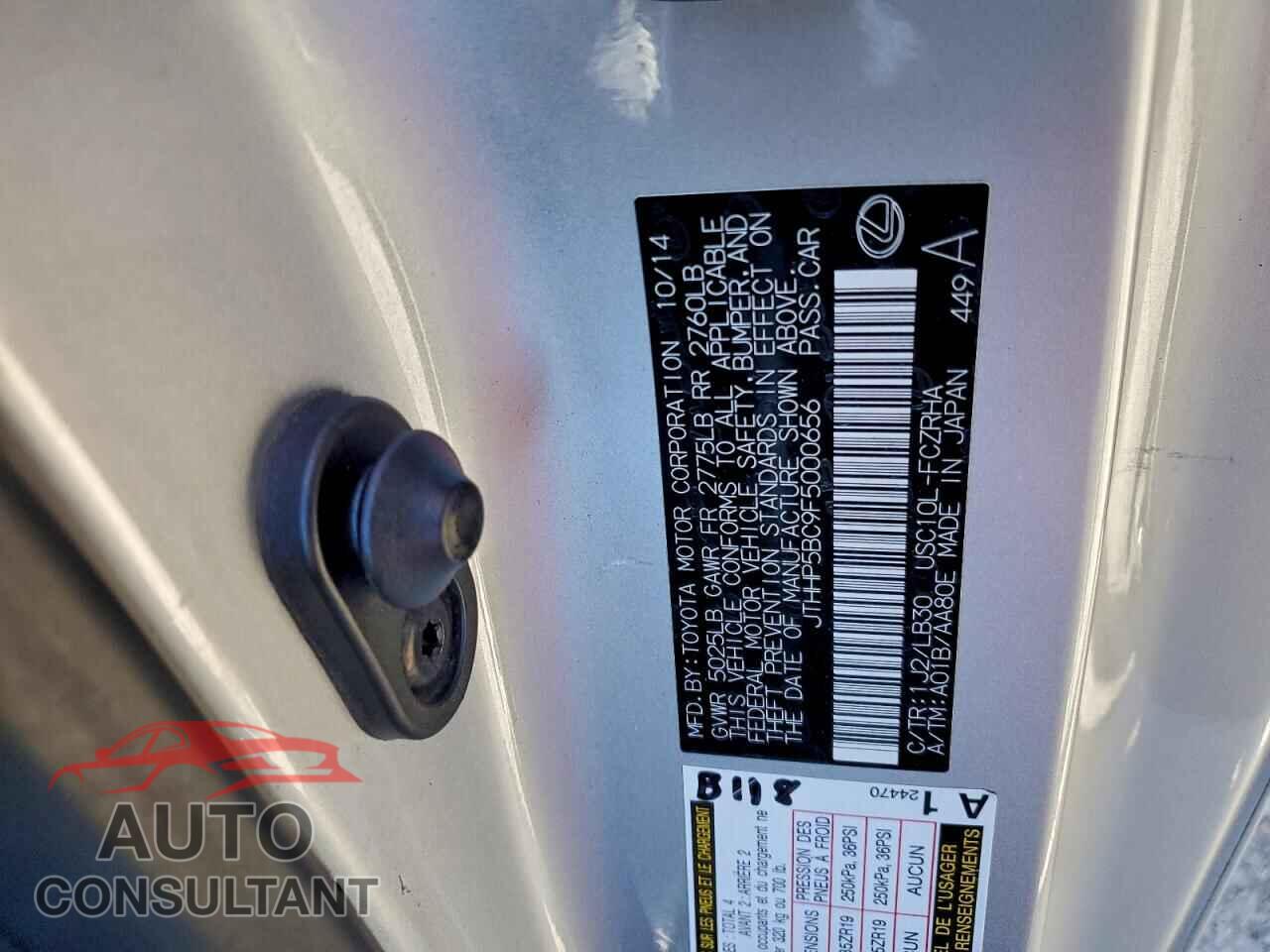LEXUS RC 2015 - JTHHP5BC9F5000656