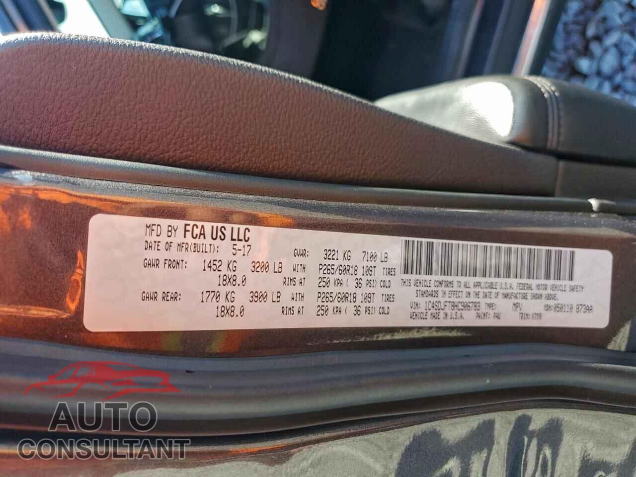 DODGE DURANGO 2017 - 1C4SDJFT8HC906783