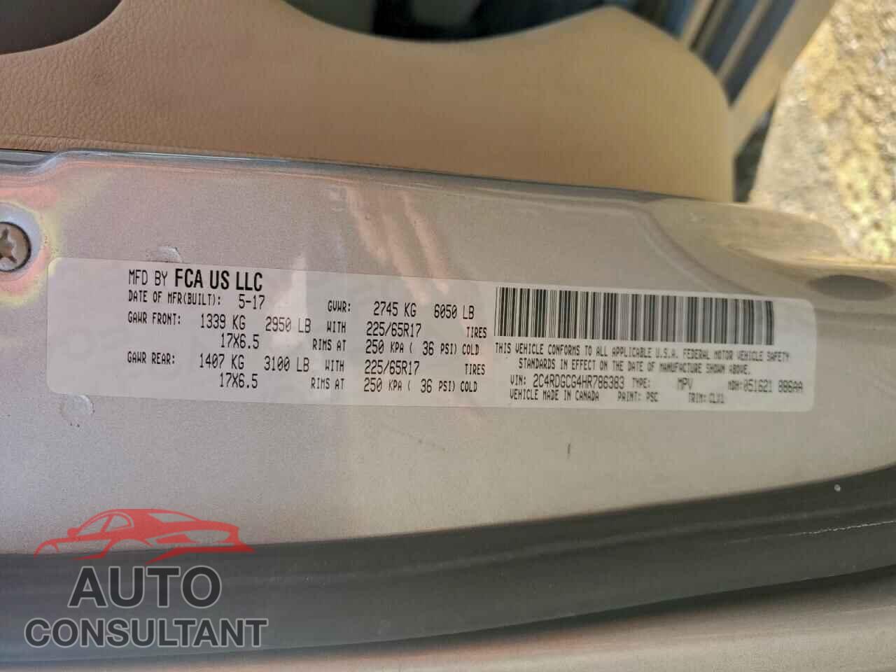 DODGE CARAVAN 2017 - 2C4RDGCG4HR786383