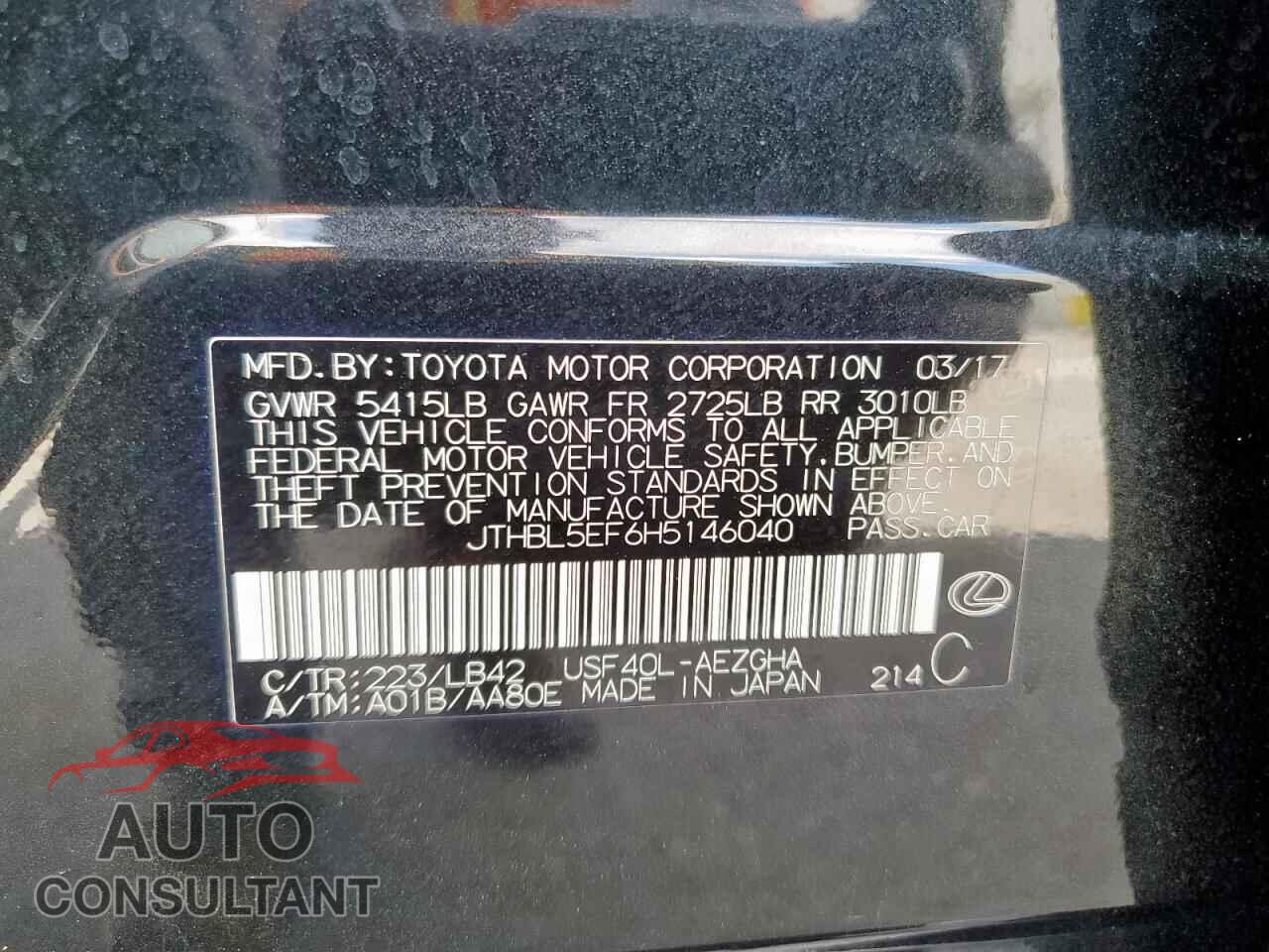 LEXUS LS460 2017 - JTHBL5EF6H5146040