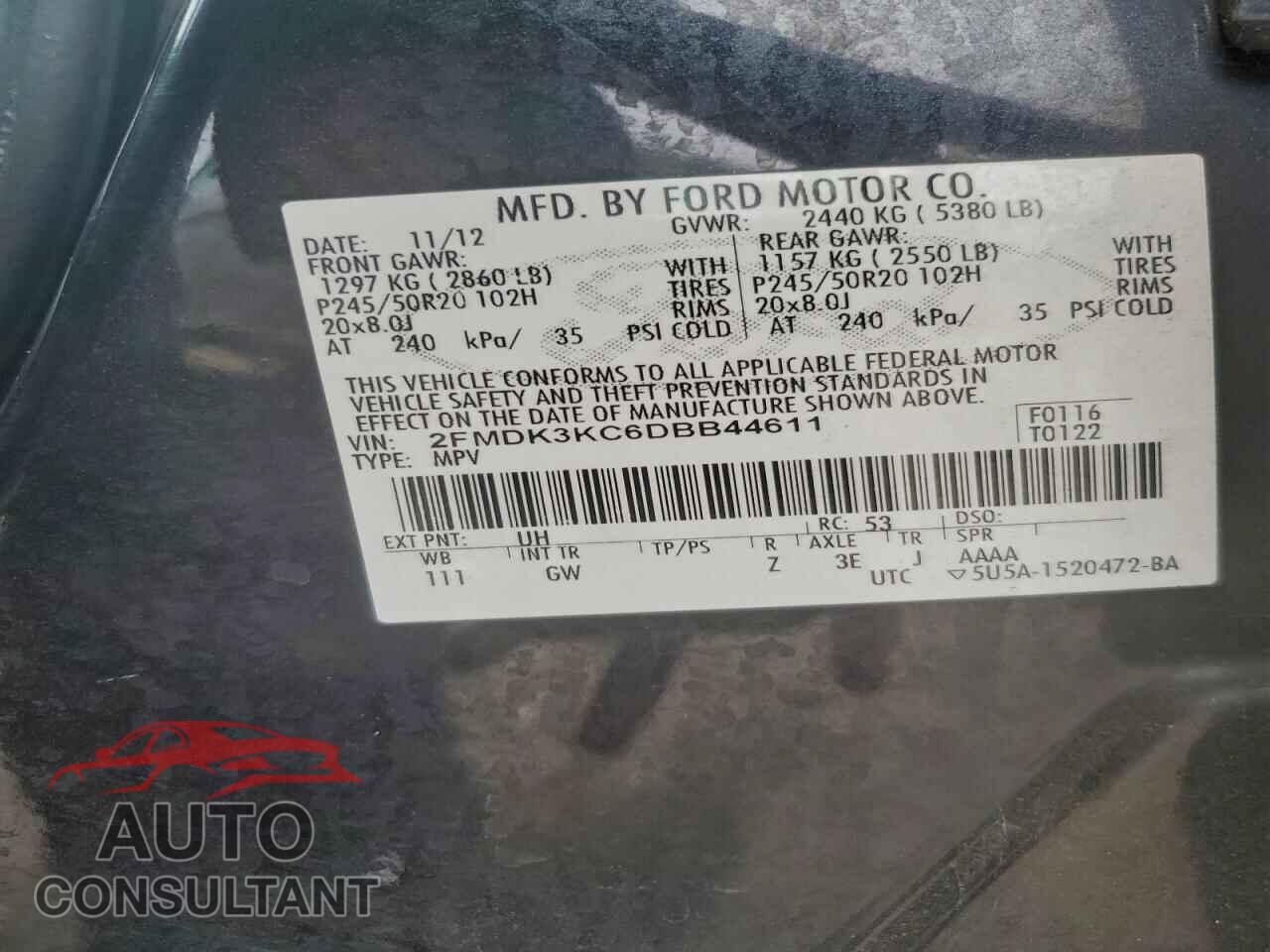 FORD EDGE 2013 - 2FMDK3KC6DBB44611