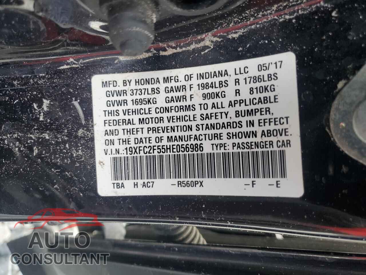 HONDA CIVIC 2017 - 19XFC2F55HE056986