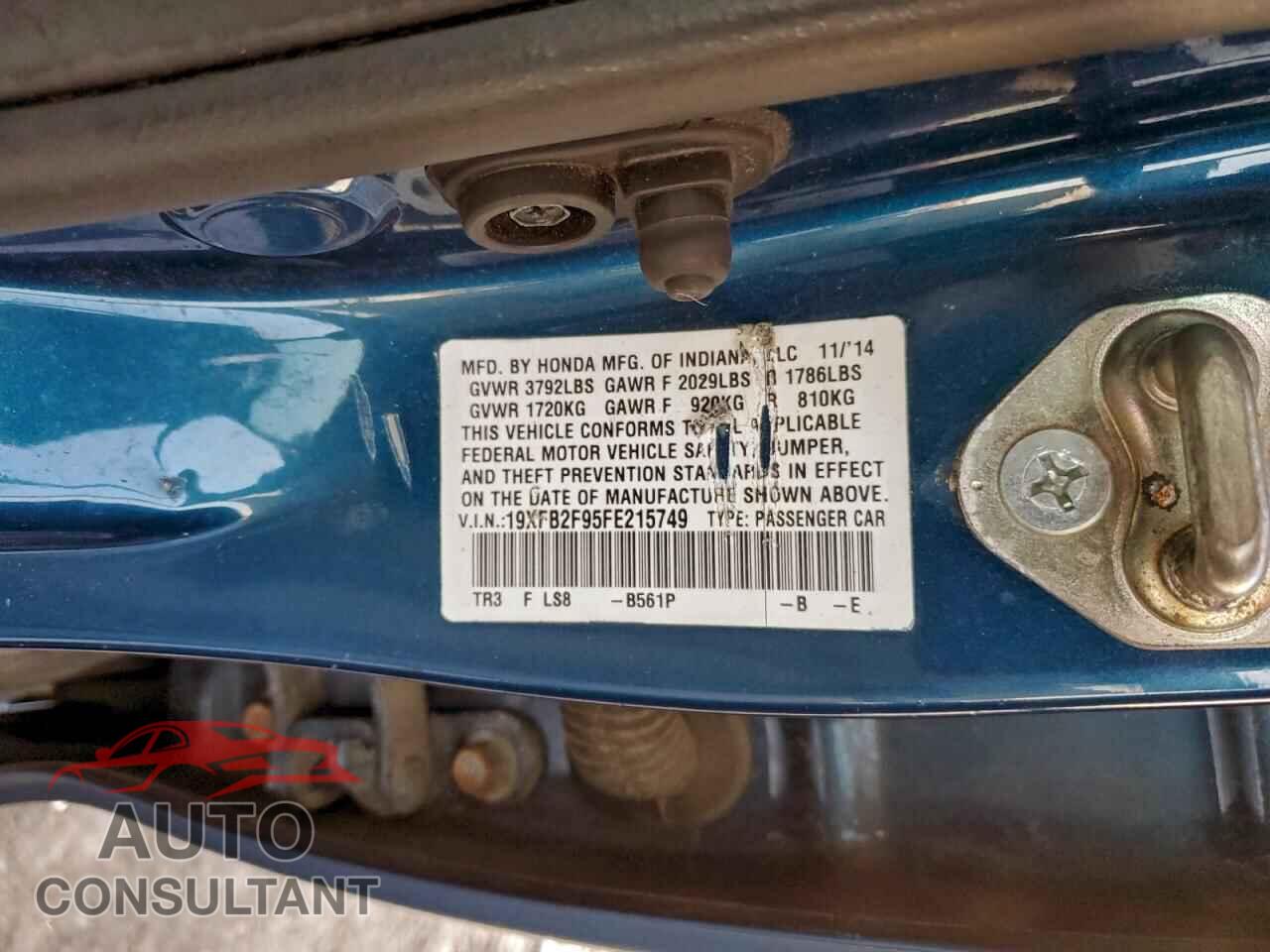 HONDA CIVIC 2015 - 19XFB2F95FE215749