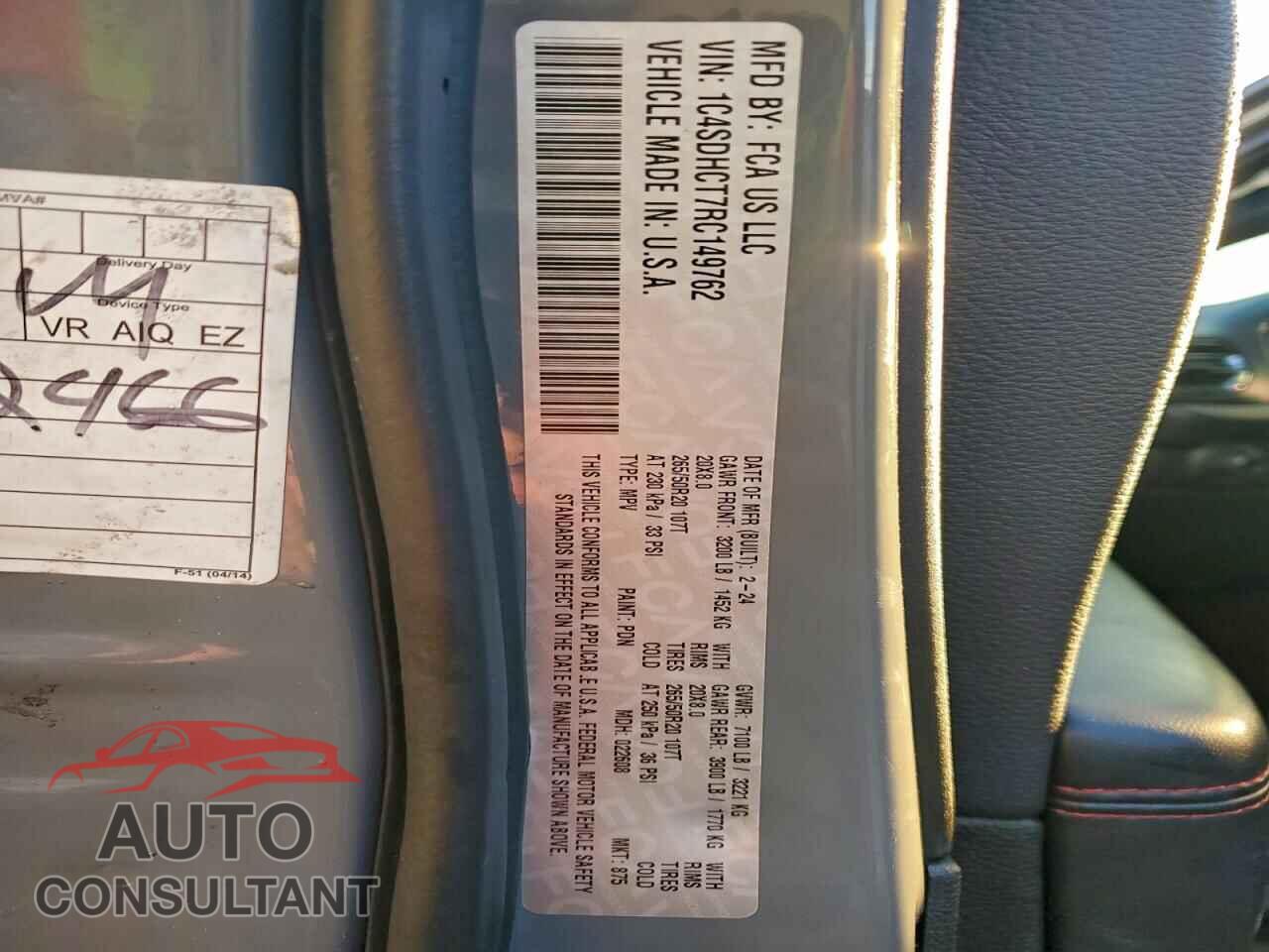 DODGE DURANGO 2024 - 1C4SDHCT7RC149762