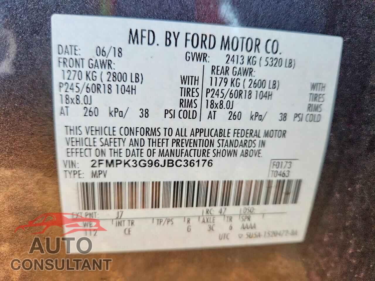 FORD EDGE 2018 - 2FMPK3G96JBC36176