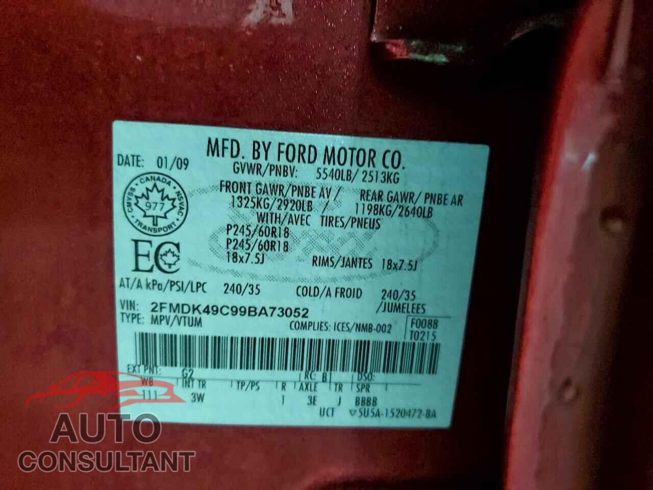 FORD EDGE 2009 - 2FMDK49C99BA73052