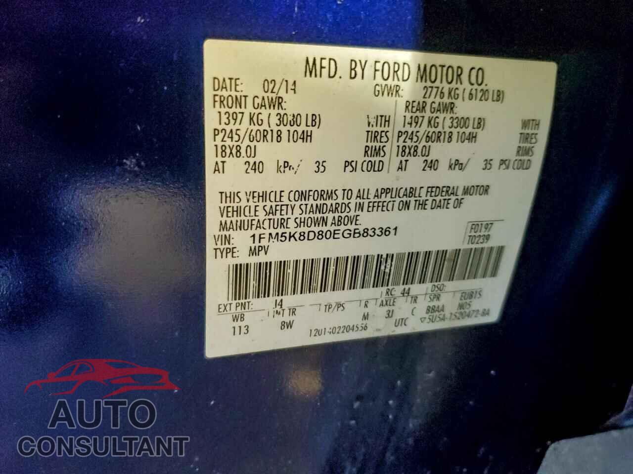 FORD EXPLORER 2014 - 1FM5K8D80EGB83361