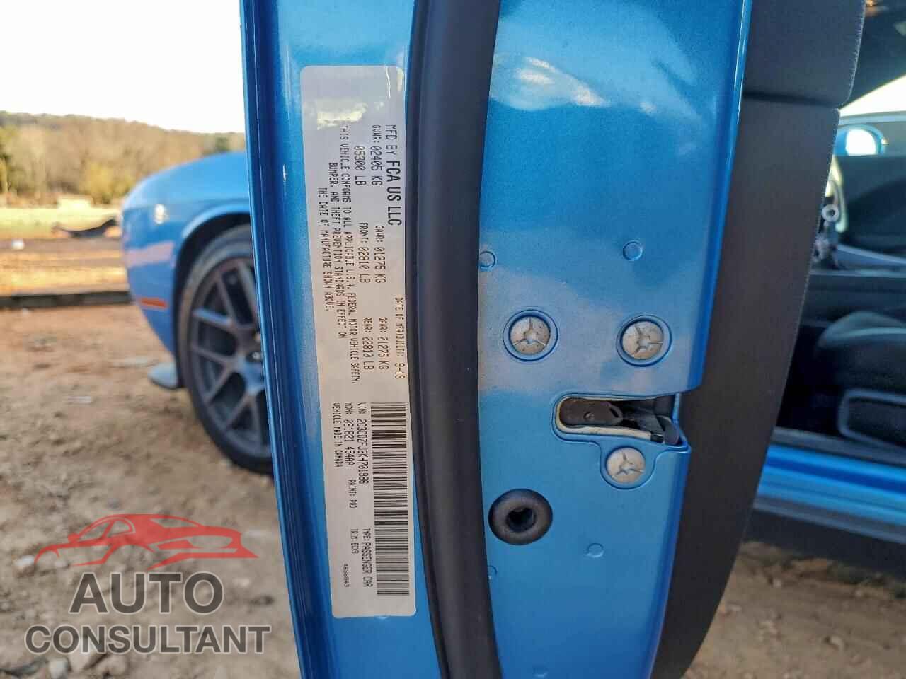 DODGE CHALLENGER 2019 - 2C3CDZFJ2KH701986