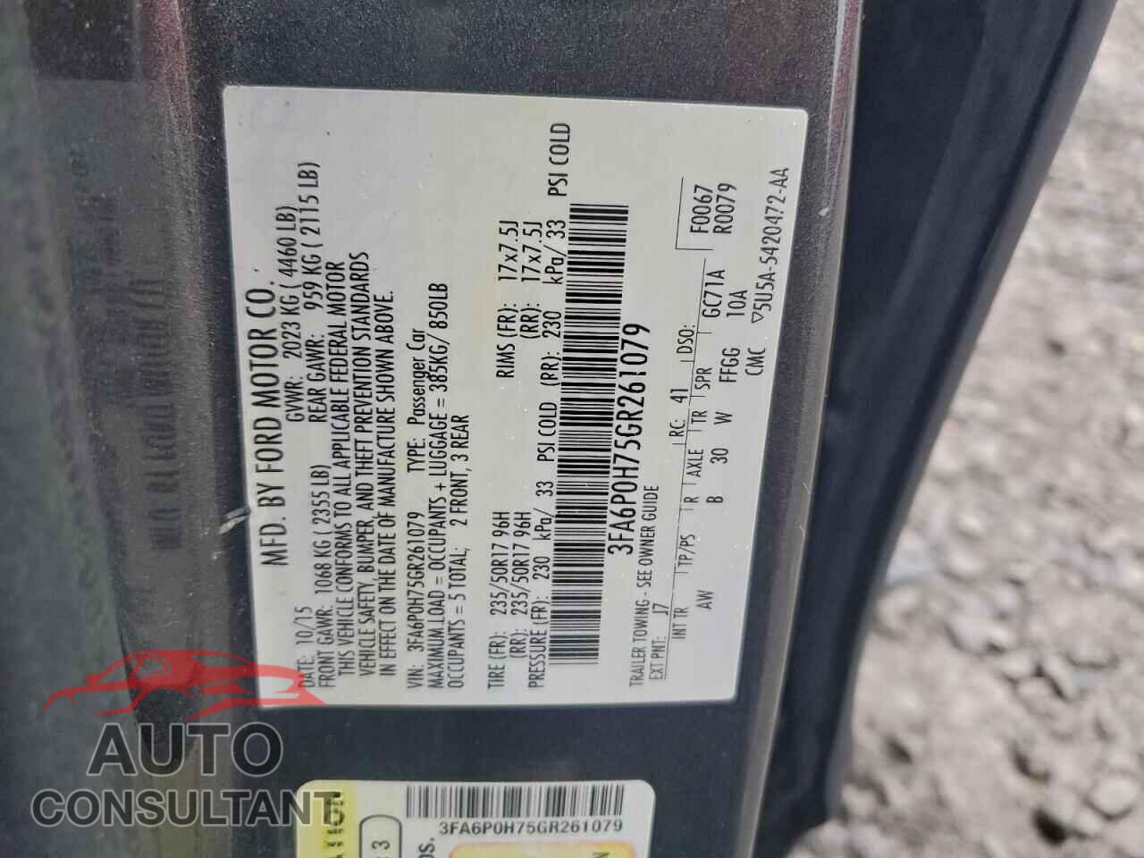 FORD FUSION 2016 - 3FA6P0H75GR261079