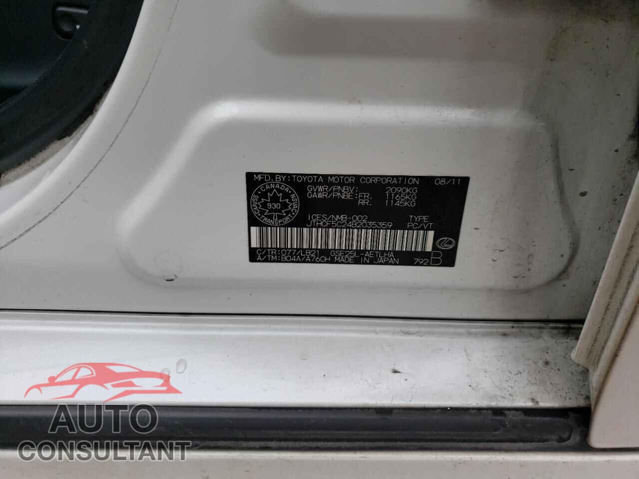 LEXUS IS 2011 - JTHCF5C24B2035359