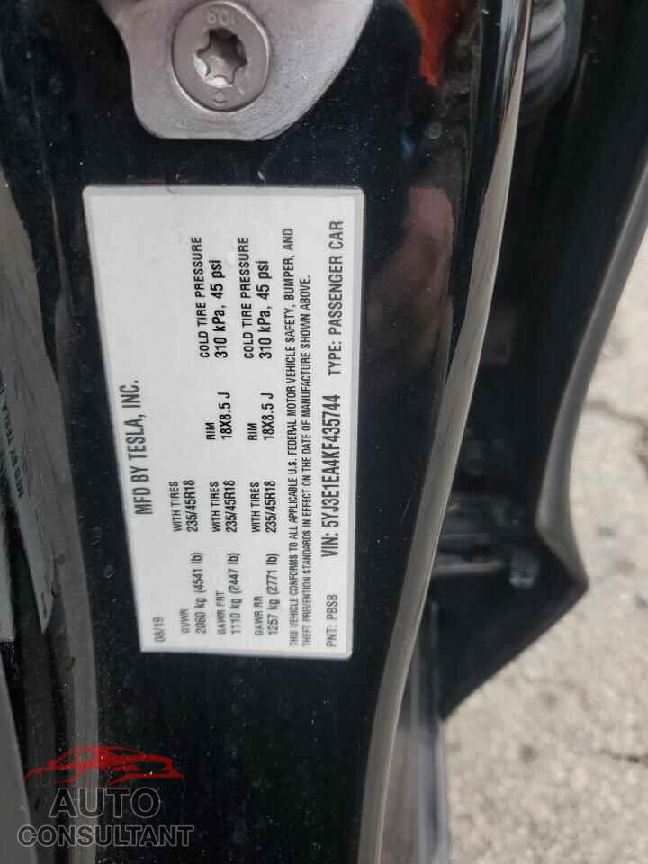 TESLA MODEL 3 2019 - 5YJ3E1EA4KF435744