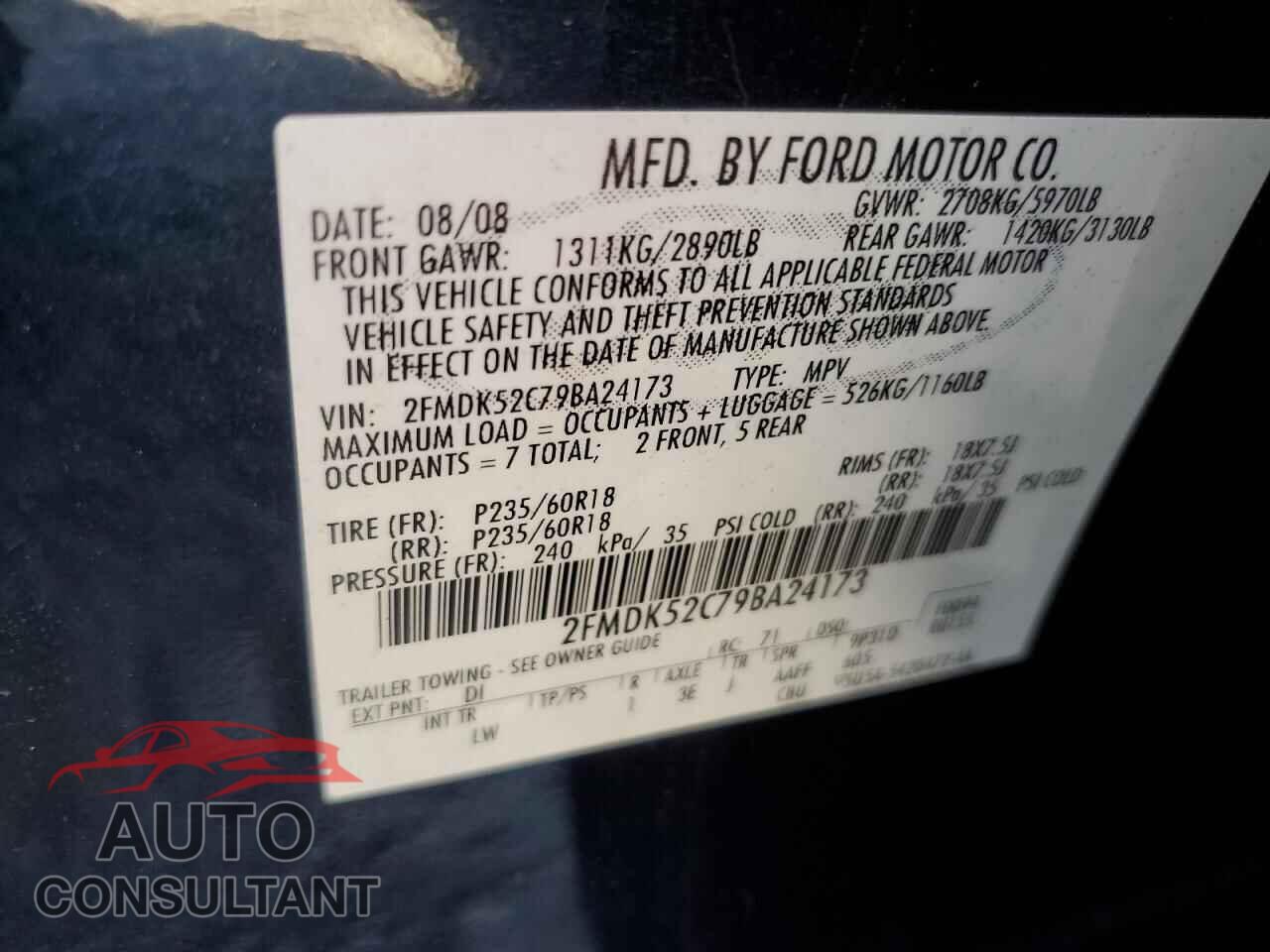 FORD FLEX 2009 - 2FMDK52C79BA24173