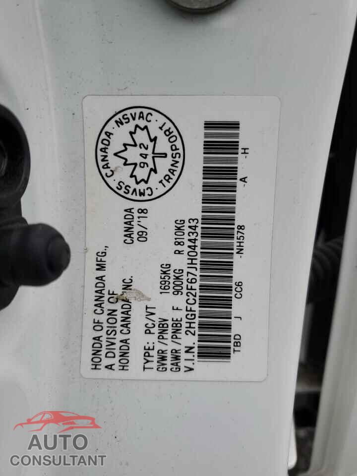HONDA CIVIC 2018 - 2HGFC2F67JH044343