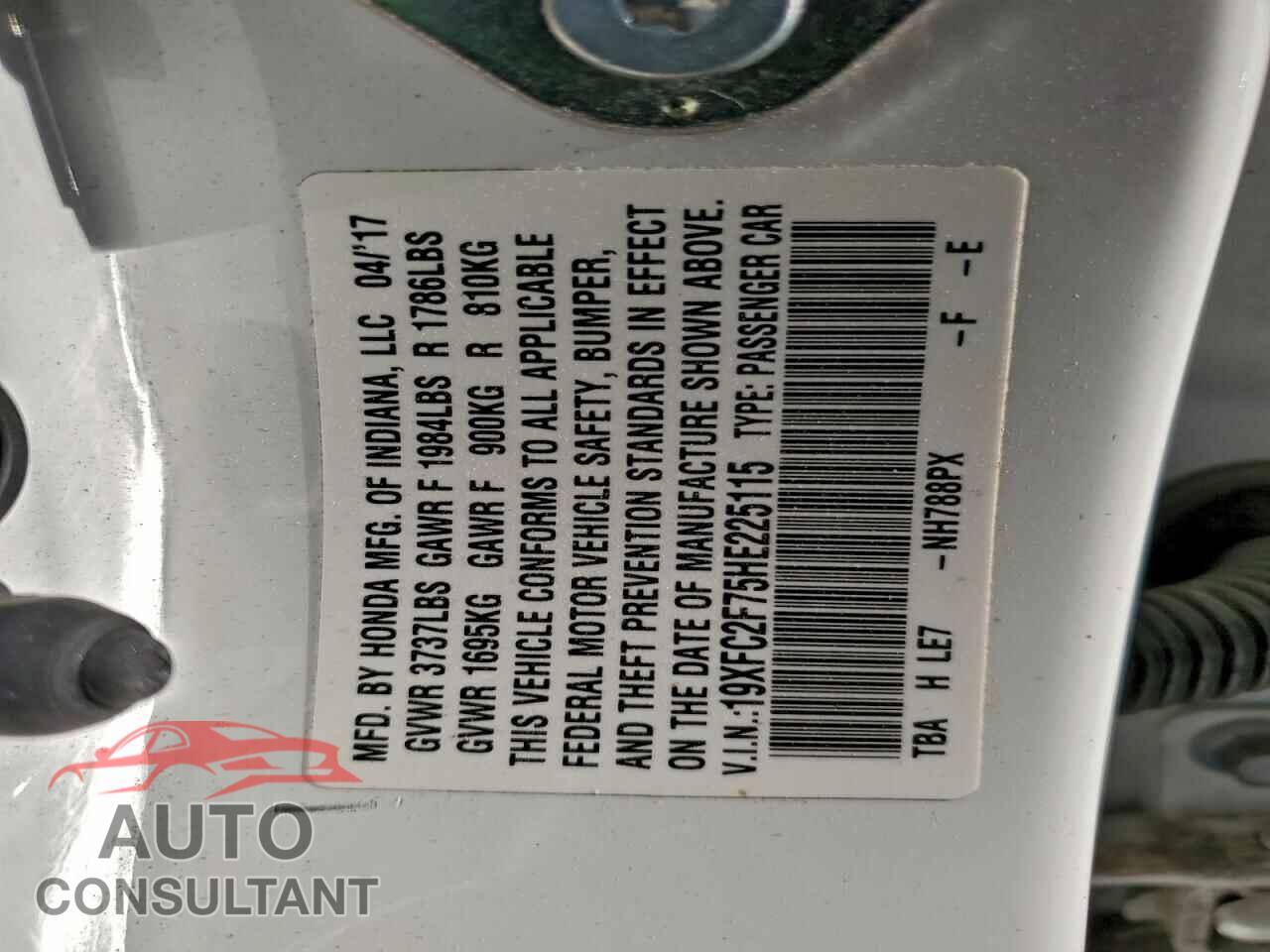 HONDA CIVIC 2017 - 19XFC2F75HE225115
