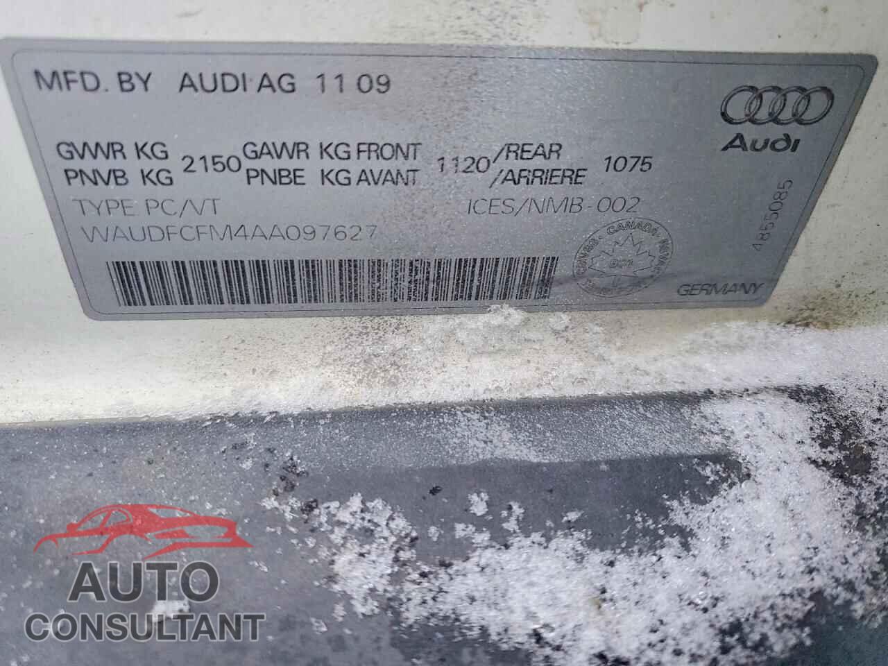 AUDI A3 2010 - WAUDFCFM4AA097627