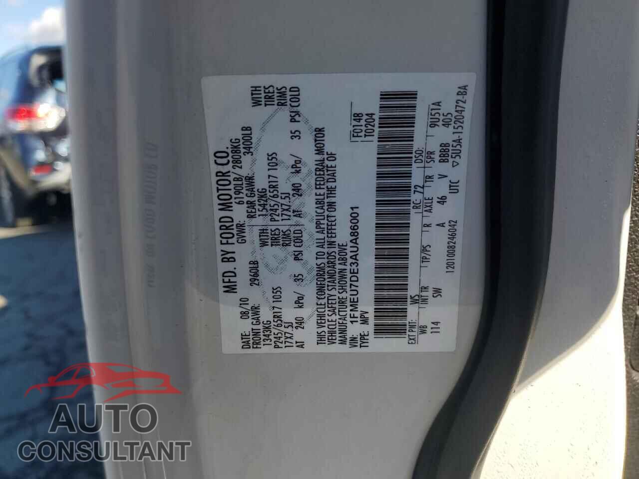FORD EXPLORER 2010 - 1FMEU7DE3AUA86001