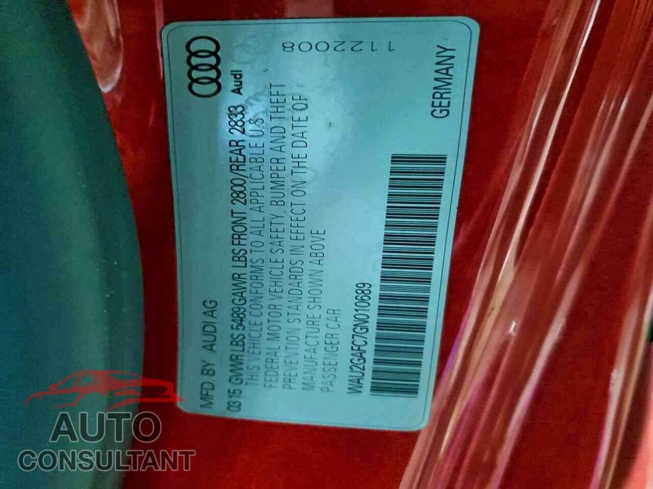 AUDI A7 2016 - WAU2GAFC7GN010689