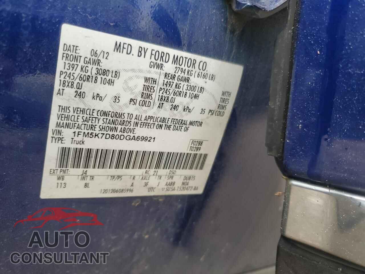 FORD EXPLORER 2013 - 1FM5K7D80DGA69921