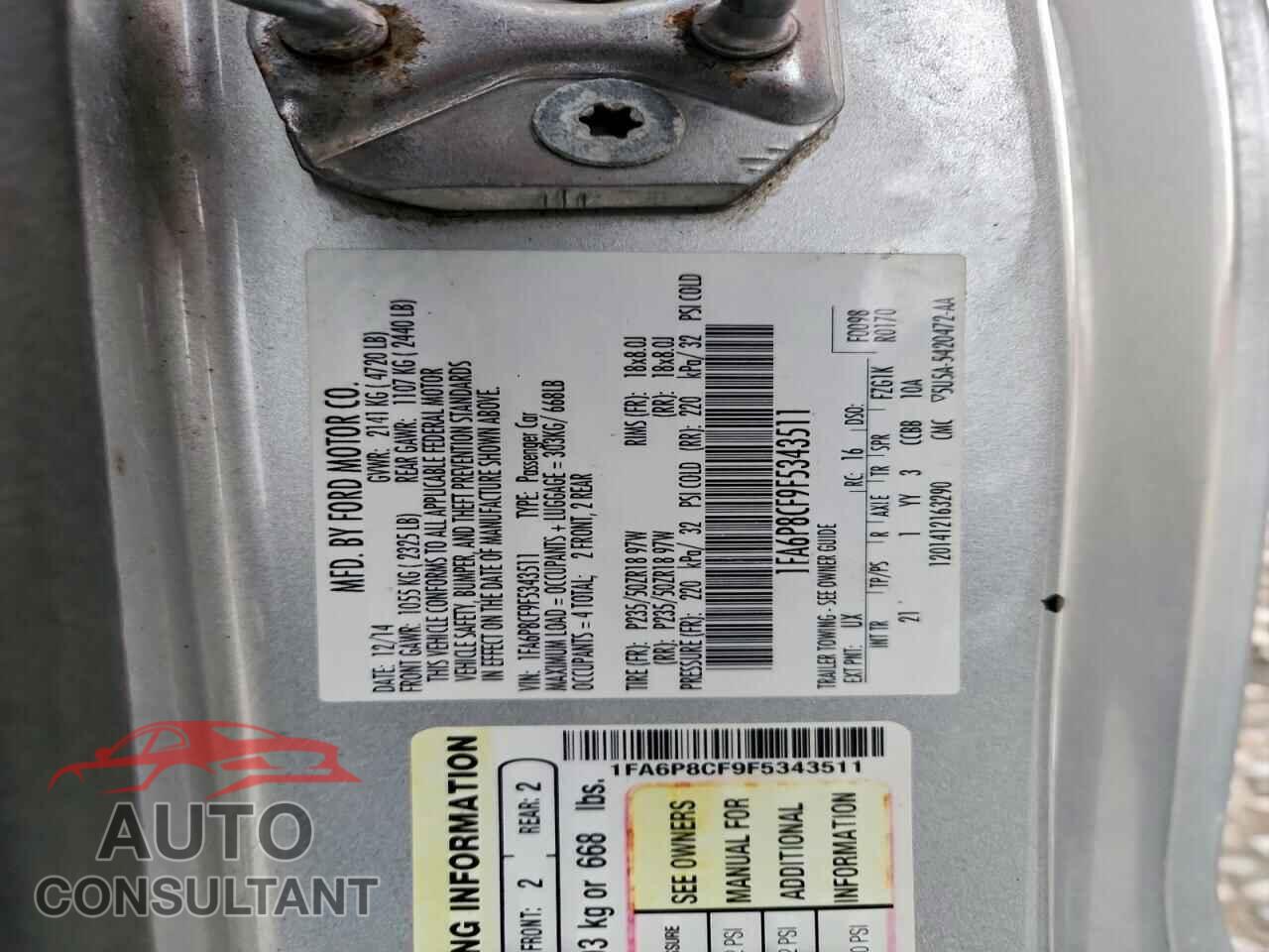 FORD MUSTANG 2015 - 1FA6P8CF9F5343511